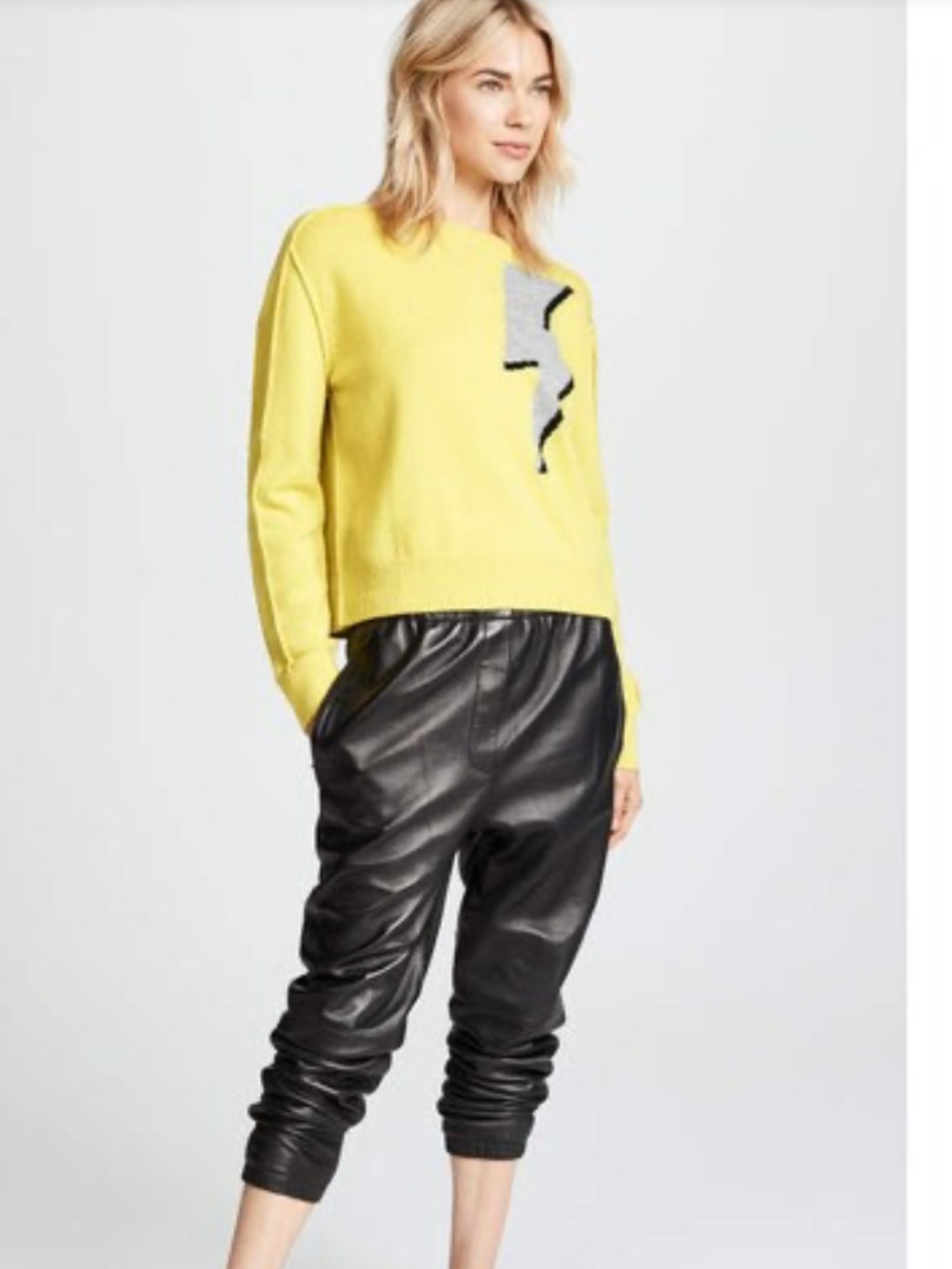 Robert Rodriguez Green Yellow Lightning Bolt Instarsia Wool Cashmere Sweater